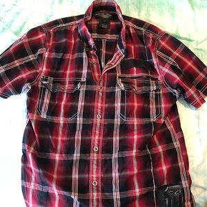 Harley Davidson snap button down red plaid tee